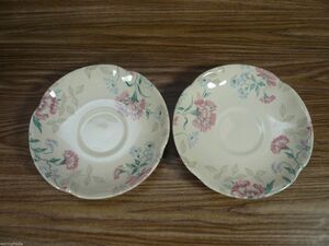 Set of 2 Johnson Brothers LYTON 5 1/2" Saucers - Pink Carnations